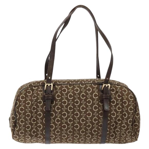 CELINE C Macadam Canvas Hand Bag Brown Gold - Picture 3 of 12